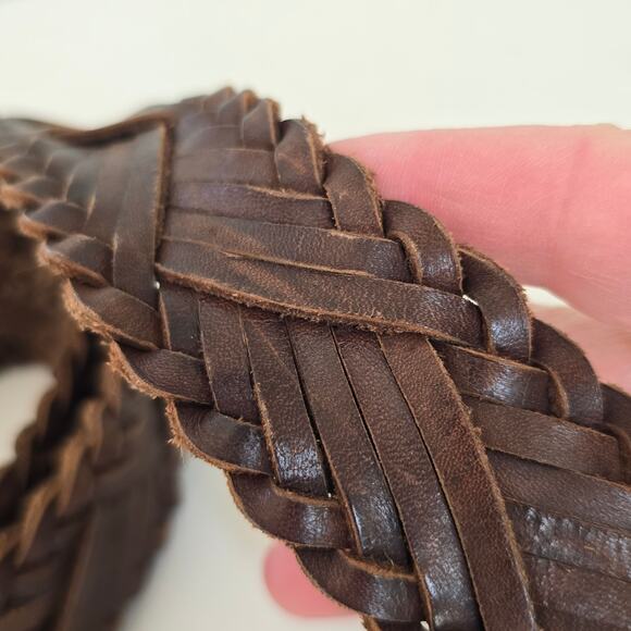 Vintage Braided Genuine Leather Belt Women\'s 36 Brown Soft Suede Reverse Western main image 4